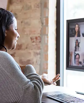 Woman in a video conferencing call